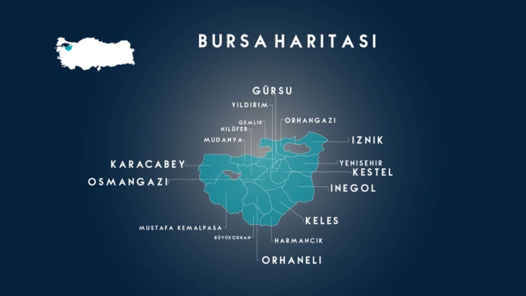 مدينة بورصة في تركيا وحدودها الجغرافية